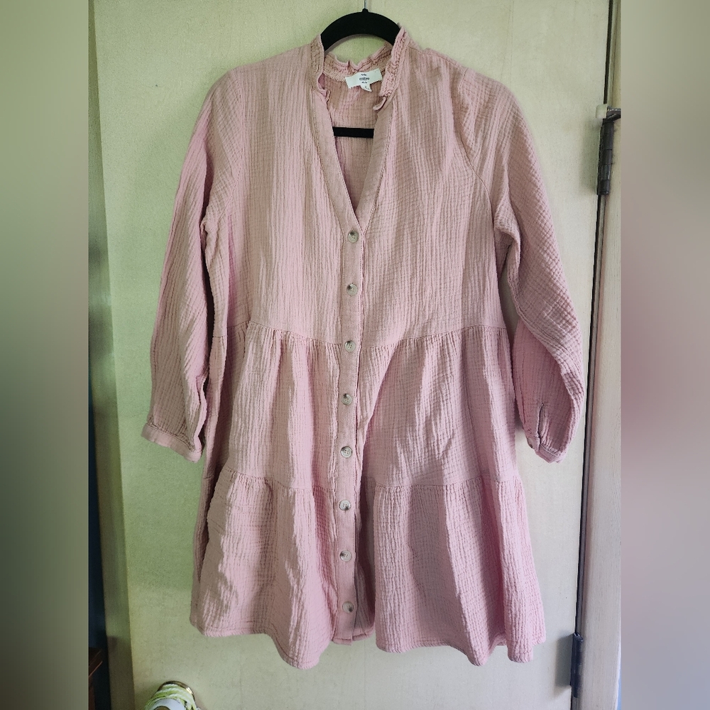 Entro Blush Tiered Cotton Gauze Dress